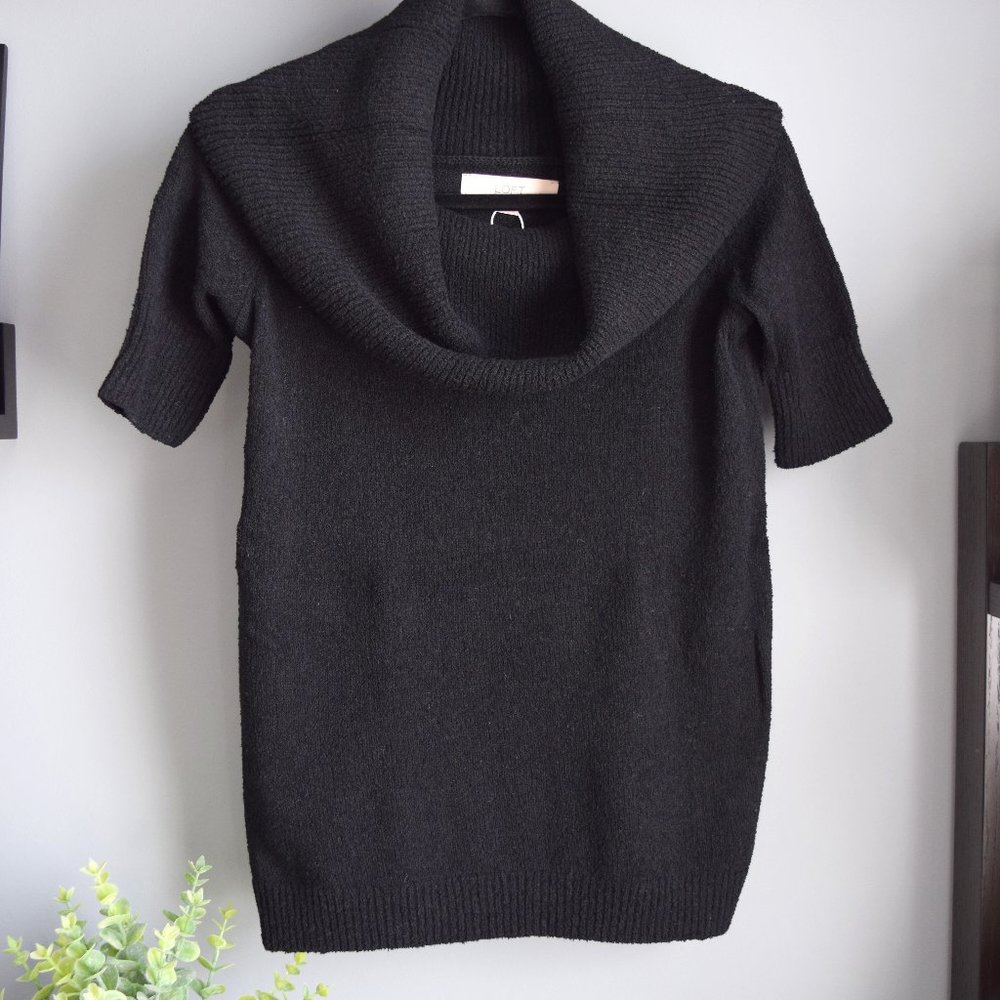 NWT LOFT Cowl Off-Shoulder Sweater (Black) XSP